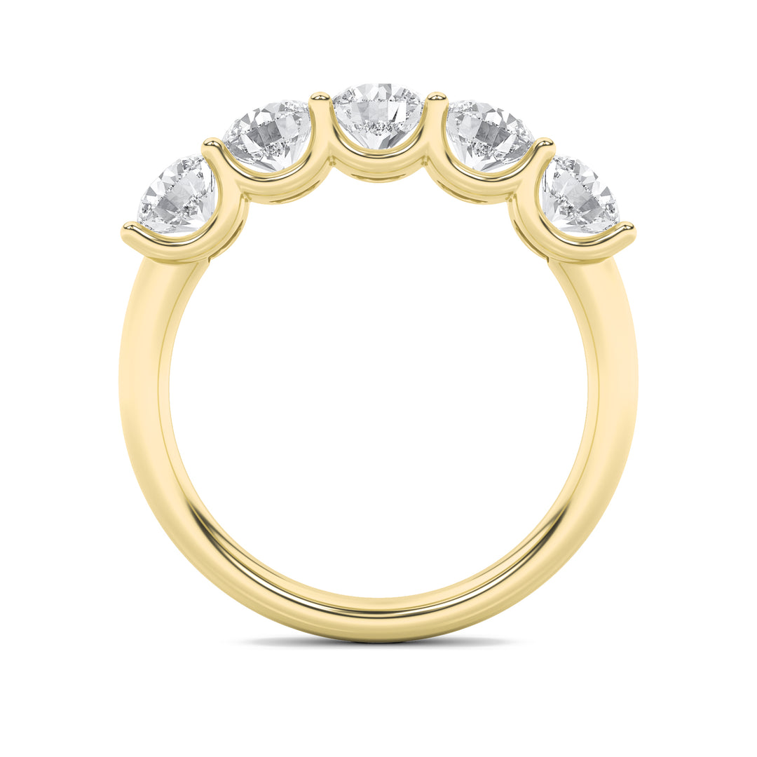2CTW Round Shaped Lab Grown Diamond (F/VS) Five Stone Band Ring in 14K Gold