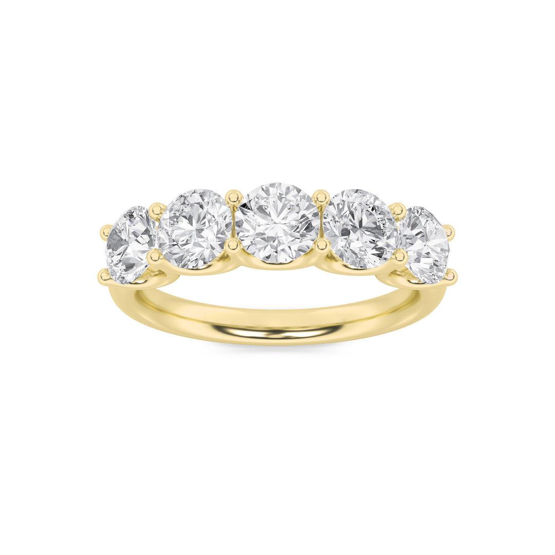 2CTW Round Shaped Lab Grown Diamond (G/VS) Five Stone Band Ring in 14K Gold