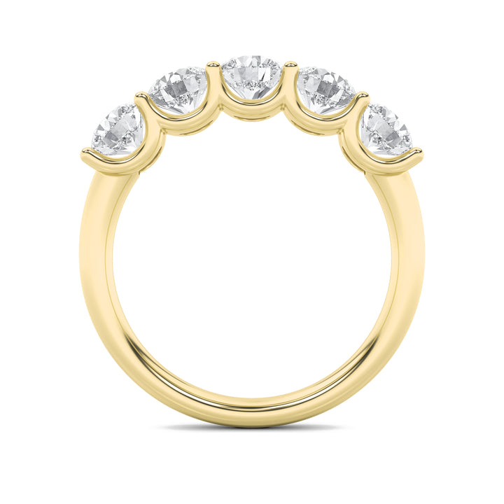 2CTW Round Shaped Lab Grown Diamond (G/VS) Five Stone Band Ring in 14K Gold
