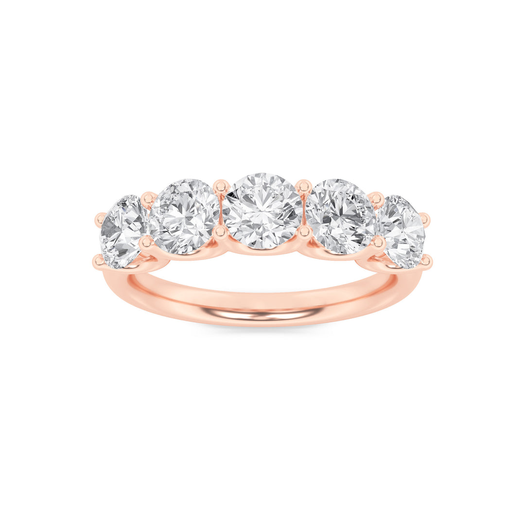 2CTW Round Shaped Lab Grown Diamond (F/VS) Five Stone Band Ring in 14K Gold