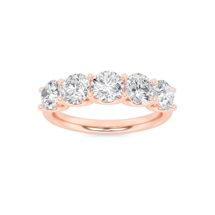 2CTW Round Shaped Lab Grown Diamond (F/VS) Five Stone Band Ring in 14K Gold