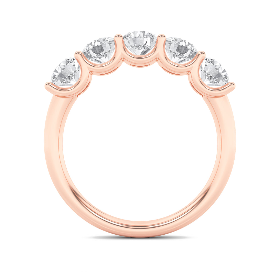 2CTW Round Shaped Lab Grown Diamond (F/VS) Five Stone Band Ring in 14K Gold