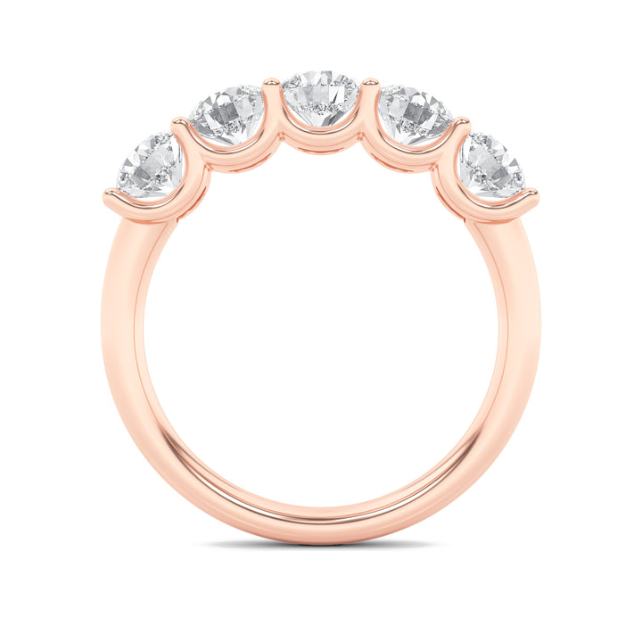 2CTW Round Shaped Lab Grown Diamond (F/VS) Five Stone Band Ring in 14K Gold