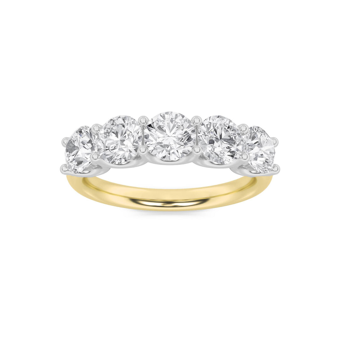 2CTW Round Shaped Lab Grown Diamond (G/VS) Five Stone Band Ring in 14K Gold