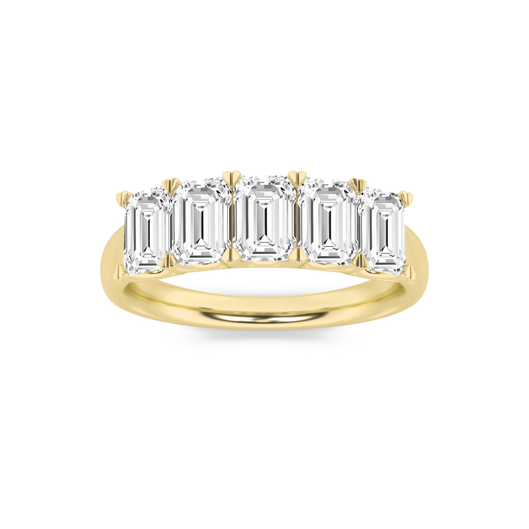 14K Yellow Gold 2ct Lab Diamond Emerald Anniversary Ring Size 7