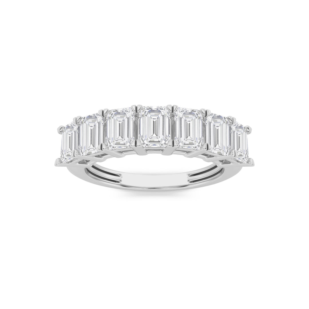 2CTW Emerald Shaped Lab Grown Diamond (F/VS) Seven Stone Band Ring in 14K Gold