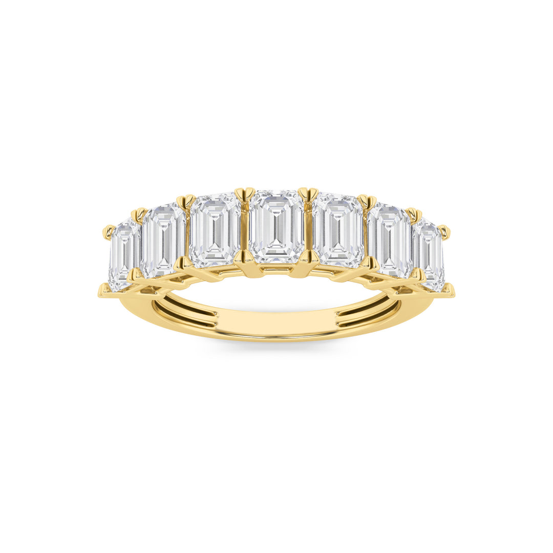 2CTW Emerald Shaped Lab Grown Diamond (F/VS) Seven Stone Band Ring in 14K Gold