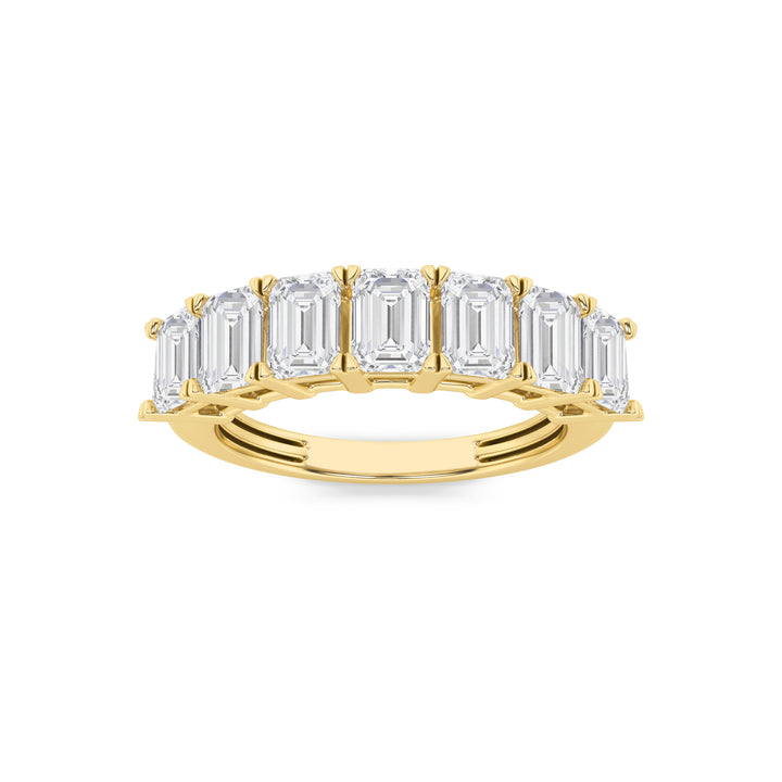 2CTW Emerald Shaped Lab Grown Diamond (F/VS) Seven Stone Band Ring in 14K Gold