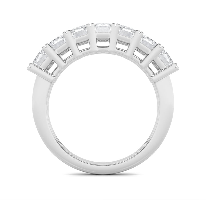 3Cttw Emerald Shaped Lab Grown Diamond (F/VS) Seven Stone Band Ring in 14K Gold