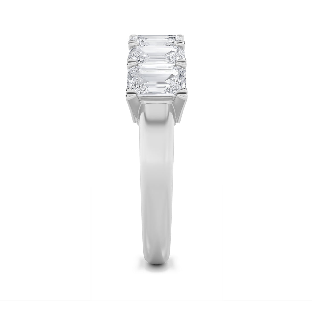 3Cttw Emerald Shaped Lab Grown Diamond (F/VS) Seven Stone Band Ring in 14K Gold