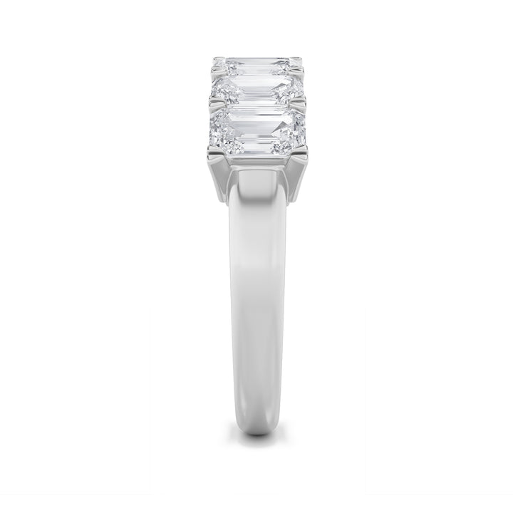 3Cttw Emerald Shaped Lab Grown Diamond (F/VS) Seven Stone Band Ring in 14K Gold