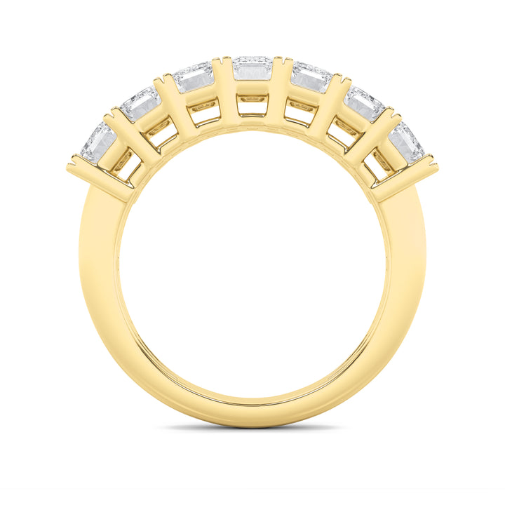 3Cttw Emerald Shaped Lab Grown Diamond (F/VS) Seven Stone Band Ring in 14K Gold