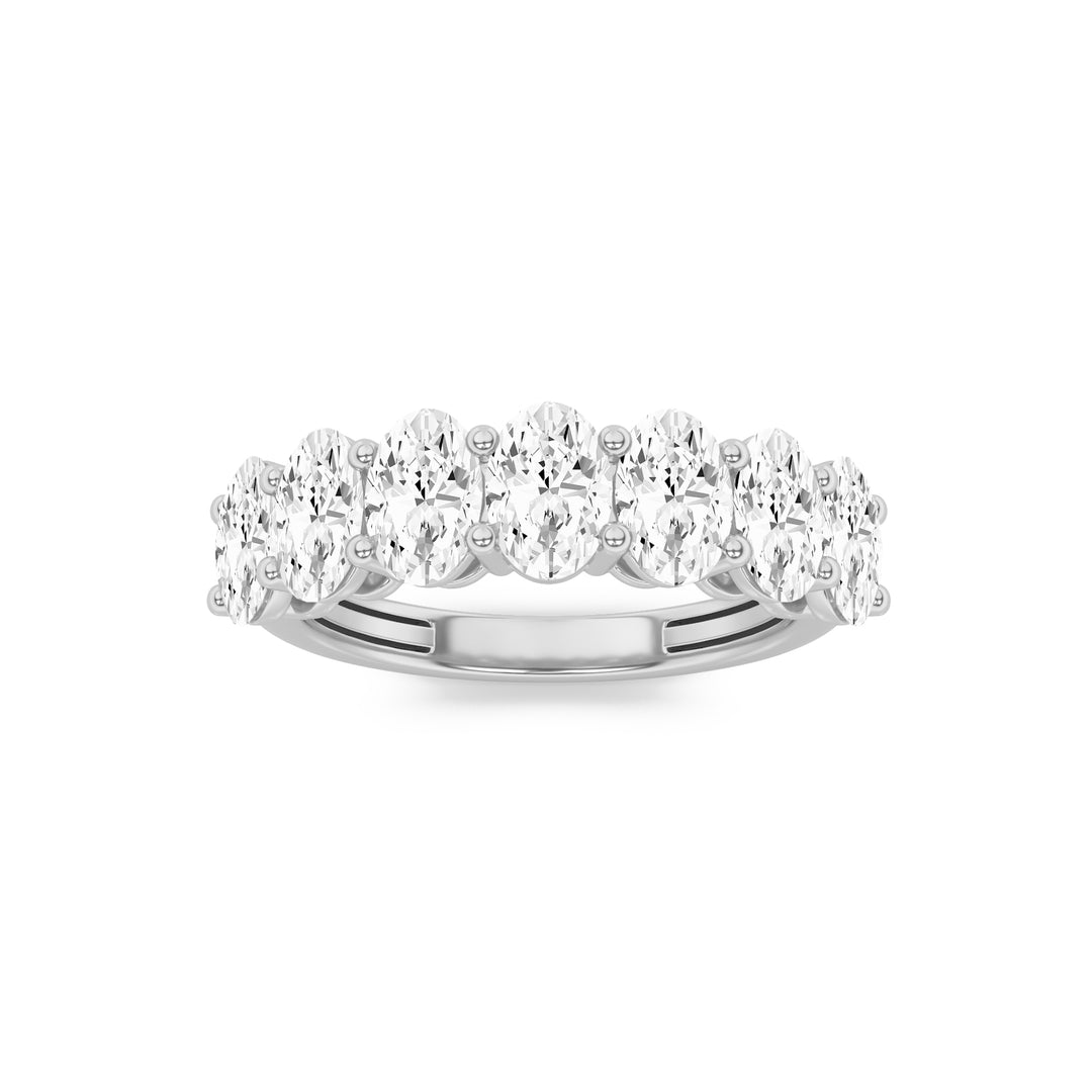 2CTW Oval Shaped Lab Grown Diamond (F/VS) Seven Stone Band Ring in 14K Gold