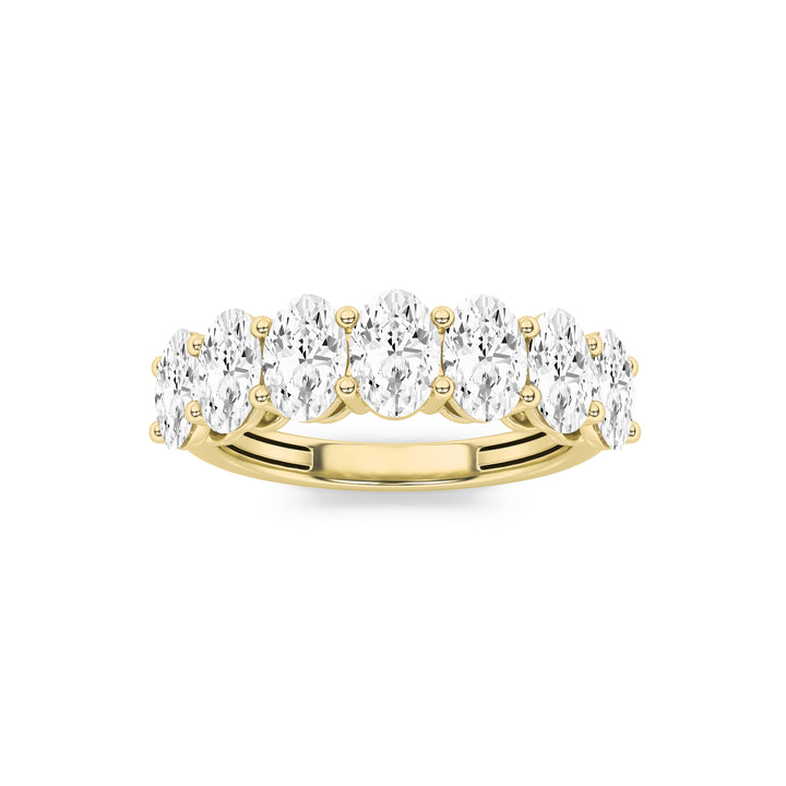 2CTW Oval Shaped Lab Grown Diamond (G/VS) Seven Stone Band Ring in 14K Gold