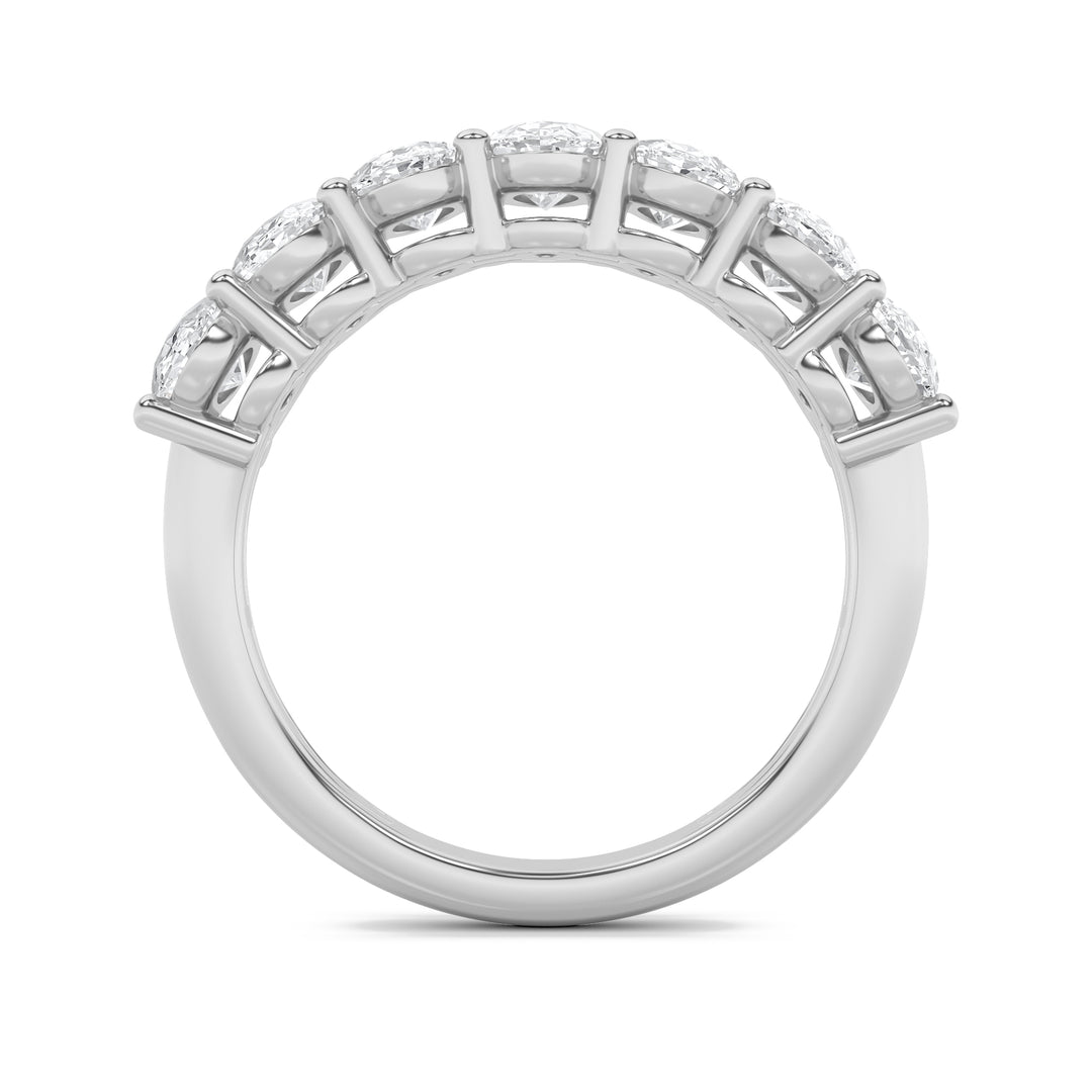3Cttw Oval Shaped Lab Grown Diamond (F/VS) Seven Stone Band Ring in 14K Gold