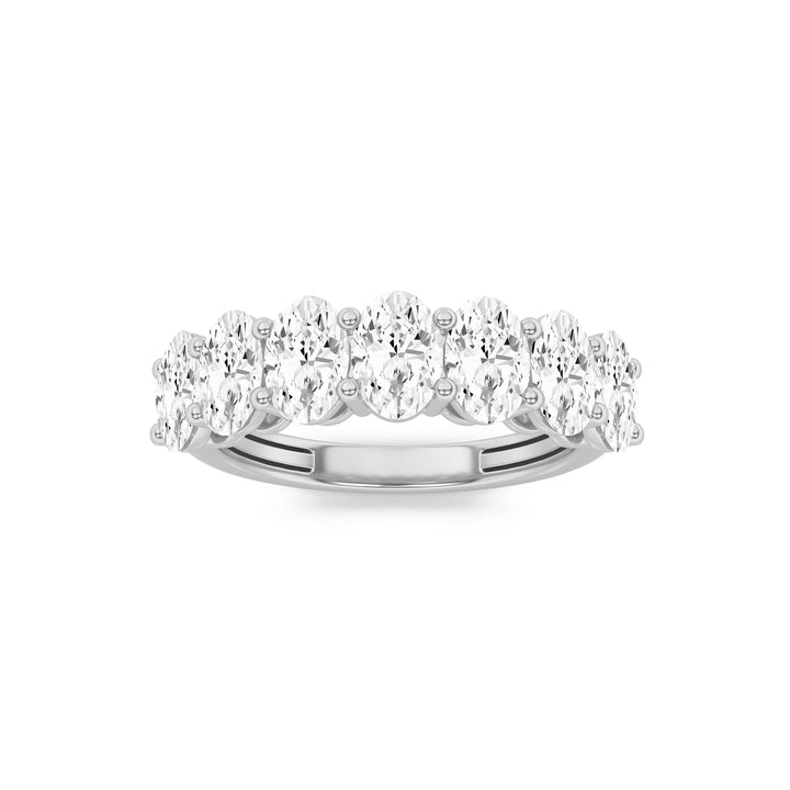 3Cttw Oval Shaped Lab Grown Diamond (G/VS) Seven Stone Band Ring in 14K Gold