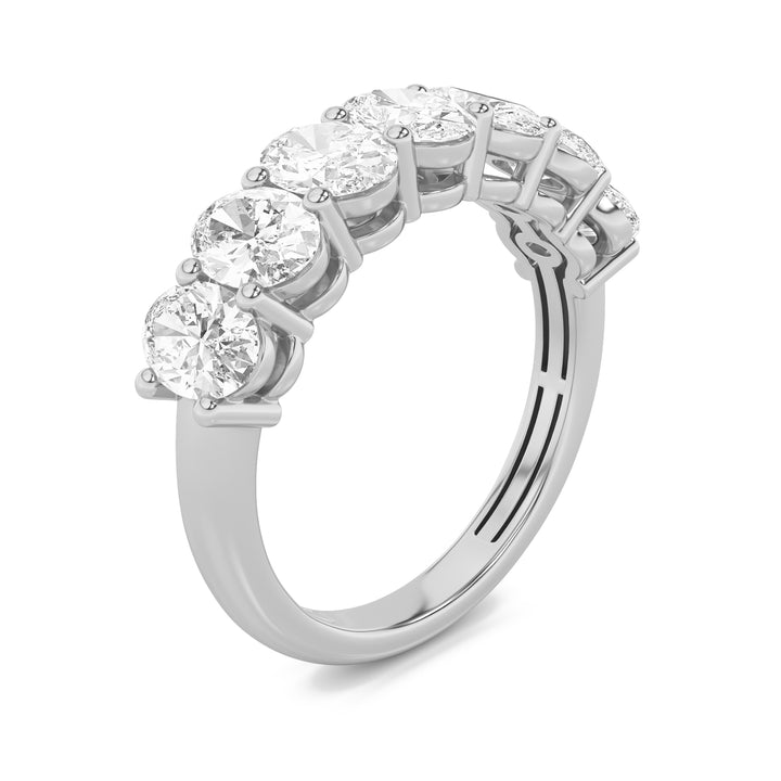 3Cttw Oval Shaped Lab Grown Diamond (G/VS) Seven Stone Band Ring in 14K Gold