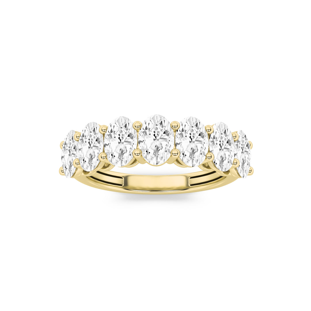 3Cttw Oval Shaped Lab Grown Diamond (G/VS) Seven Stone Band Ring in 14K Gold