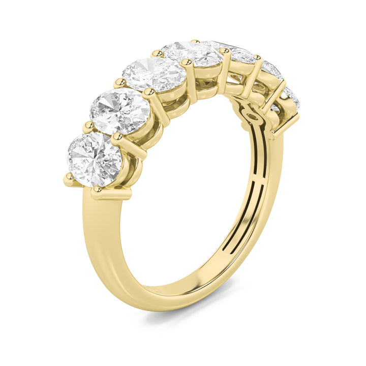 3Cttw Oval Shaped Lab Grown Diamond (G/VS) Seven Stone Band Ring in 14K Gold