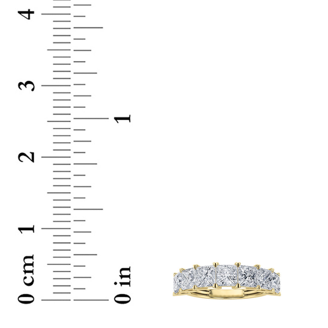 2CTW Princess Shaped Lab Grown Diamond (F/VS) Seven Stone Band Ring in 14K Gold