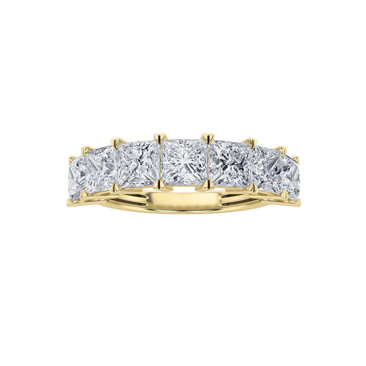 3CTW Princess Shaped Lab Grown Diamond (F/VS) Seven Stone Band Ring in 14K Gold