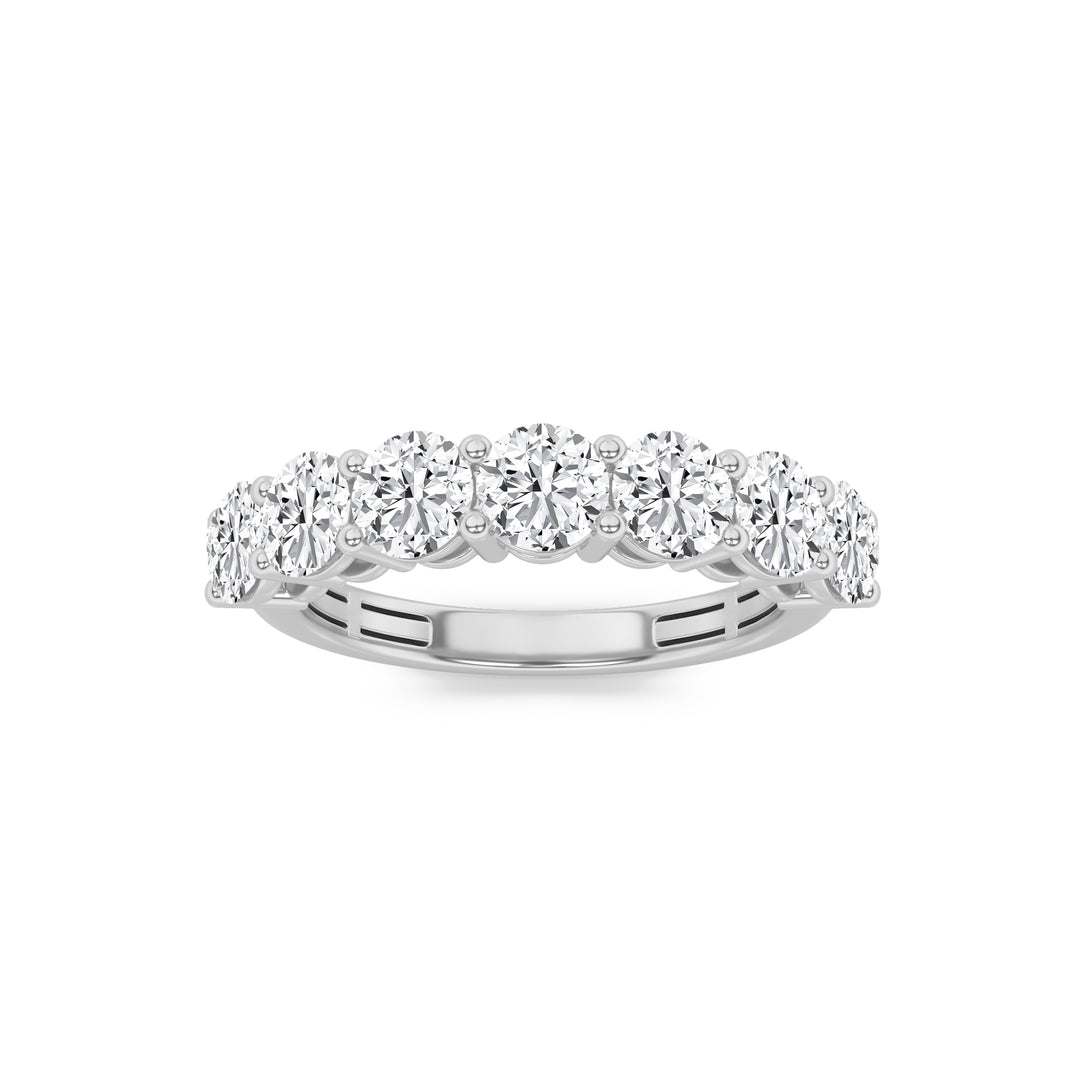 2CTW Round Shaped Lab Grown Diamond (F/VS) Seven Stone Band Ring in 14K Gold