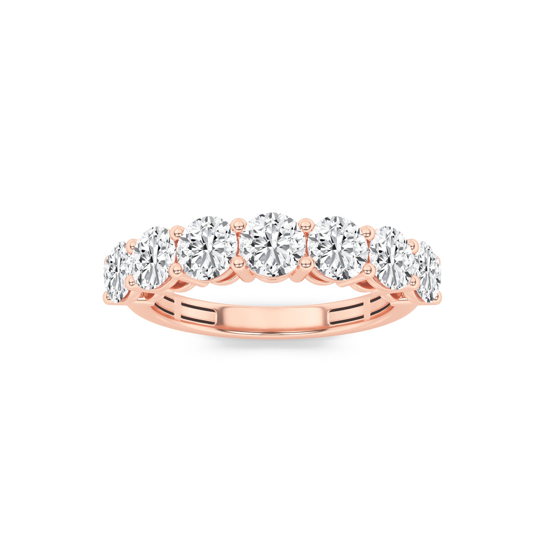 2CTW Round Shaped Lab Grown Diamond (F/VS) Seven Stone Band Ring in 14K Gold