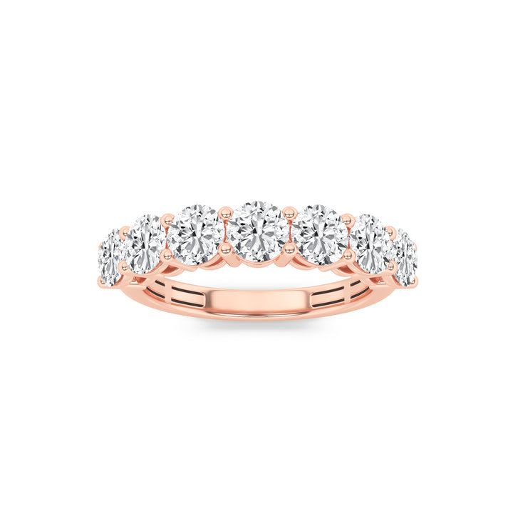 2CTW Round Shaped Lab Grown Diamond (F/VS) Seven Stone Band Ring in 14K Gold
