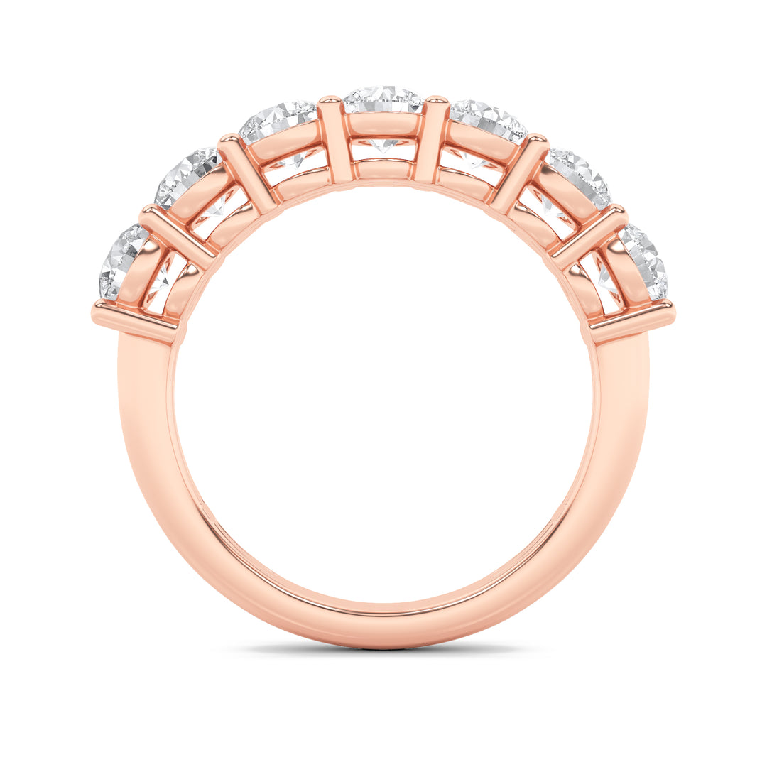 2CTW Round Shaped Lab Grown Diamond (F/VS) Seven Stone Band Ring in 14K Gold
