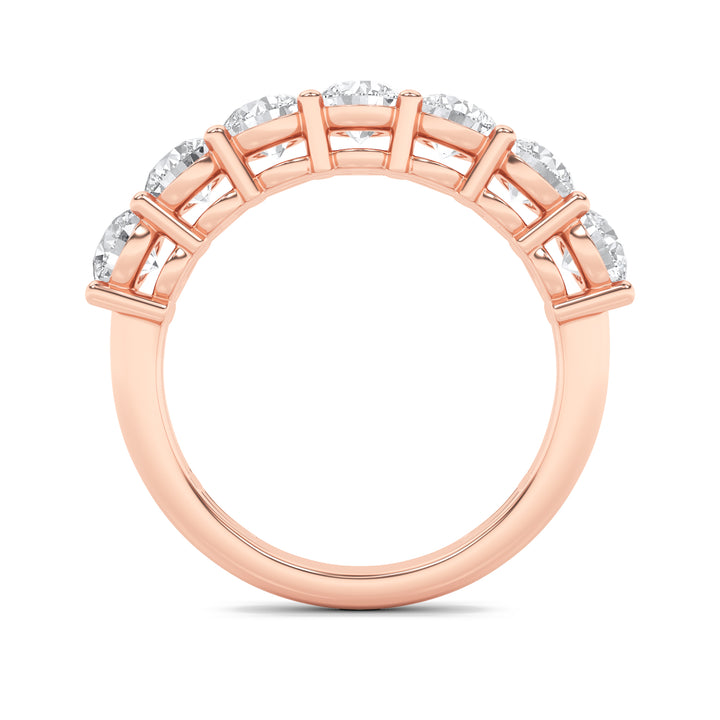 2CTW Round Shaped Lab Grown Diamond (F/VS) Seven Stone Band Ring in 14K Gold