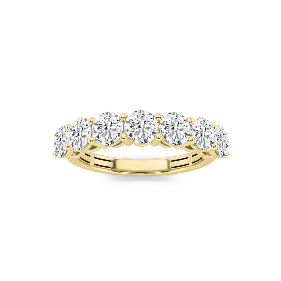 3CTW Round Shaped Lab Grown Diamond (F/VS) Seven Stone Band Ring in 14K Gold