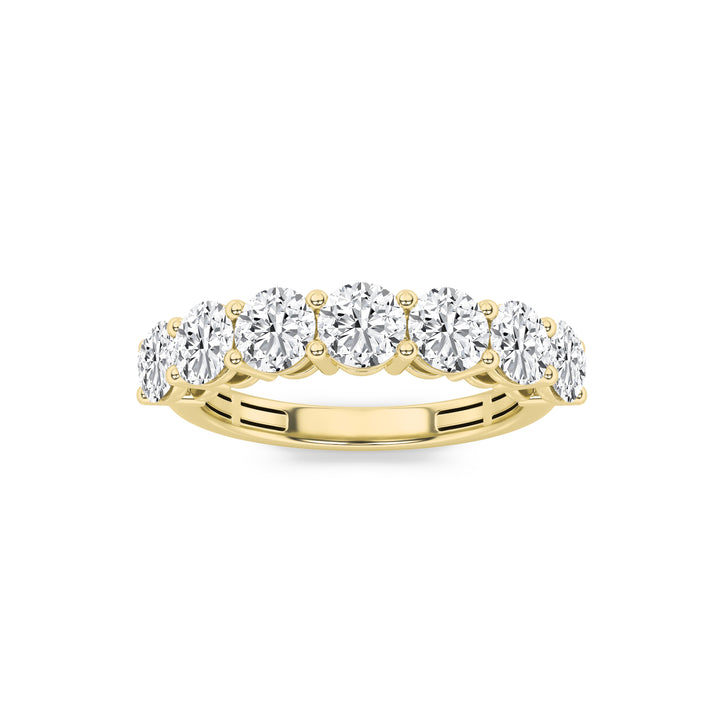 3CTW Round Shaped Lab Grown Diamond (F/VS) Seven Stone Band Ring in 14K Gold