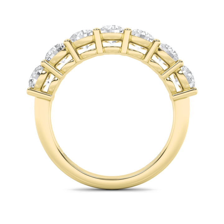 3CTW Round Shaped Lab Grown Diamond (F/VS) Seven Stone Band Ring in 14K Gold