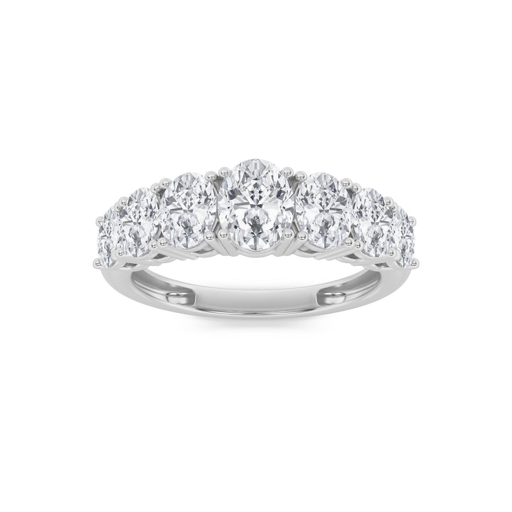 2CTW Oval Shaped Lab Grown Diamond (F/VS) Seven Stone Band Ring in 14K Gold