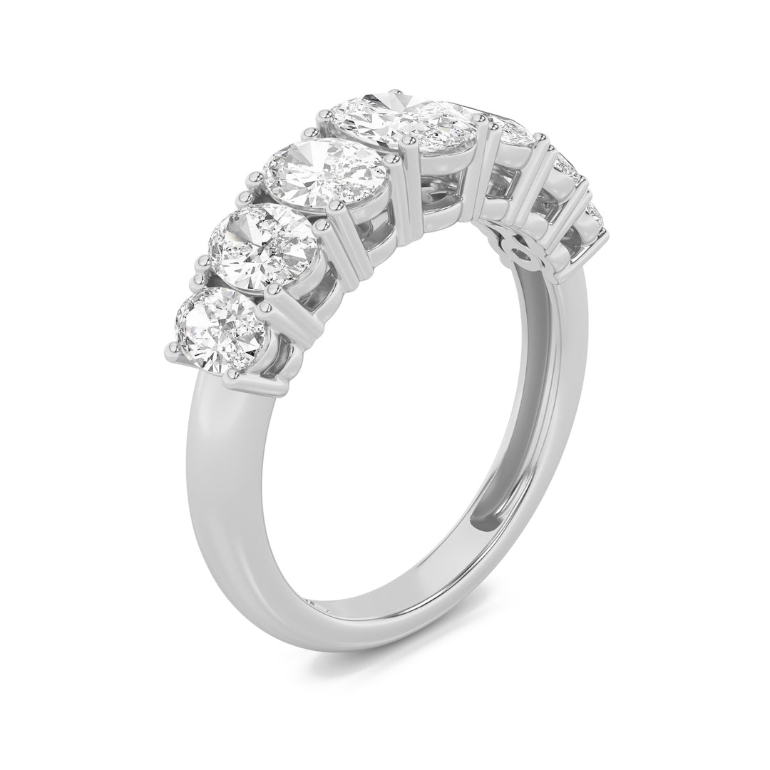 2CTW Oval Shaped Lab Grown Diamond (F/VS) Seven Stone Band Ring in 14K Gold