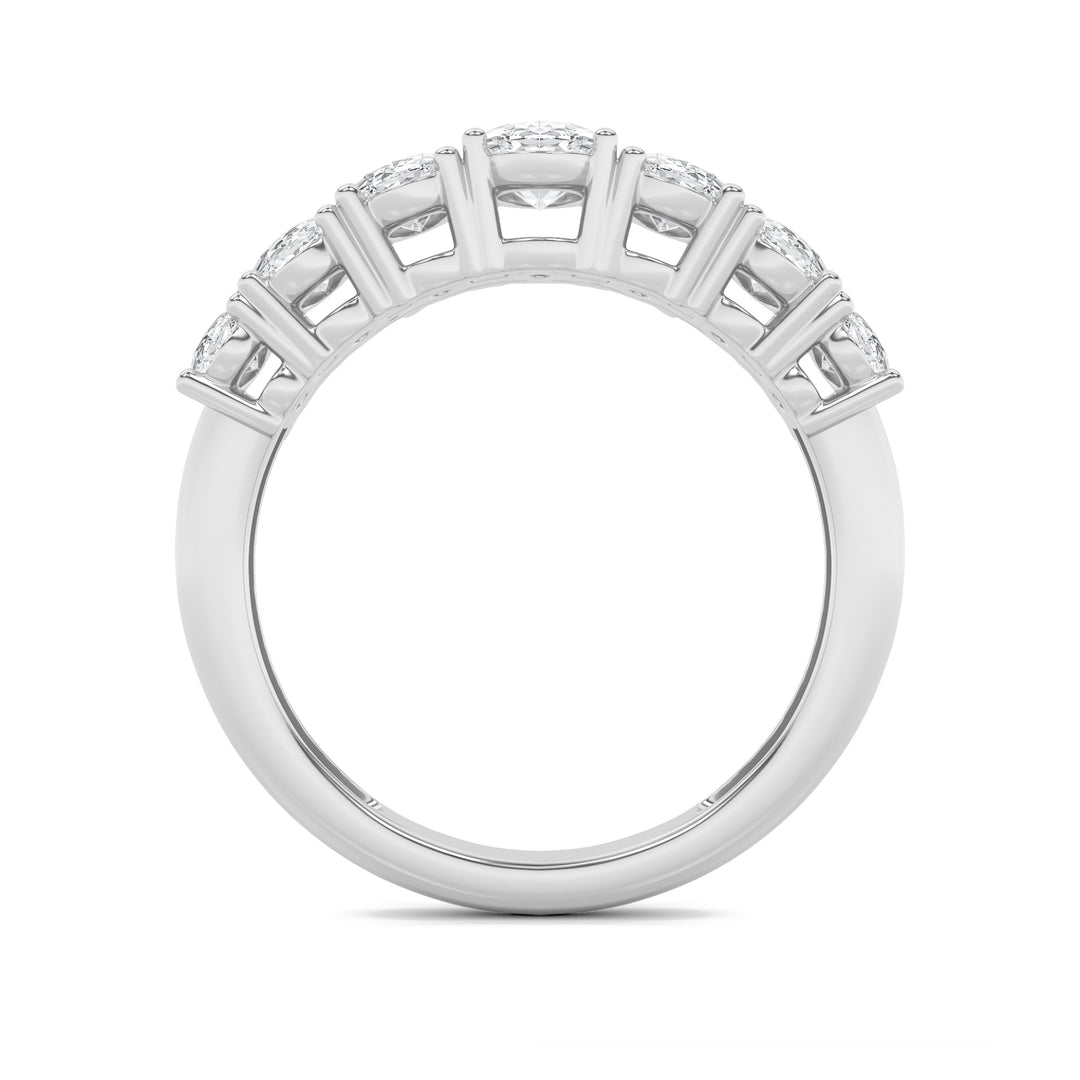 2CTW Oval Shaped Lab Grown Diamond (F/VS) Seven Stone Band Ring in 14K Gold