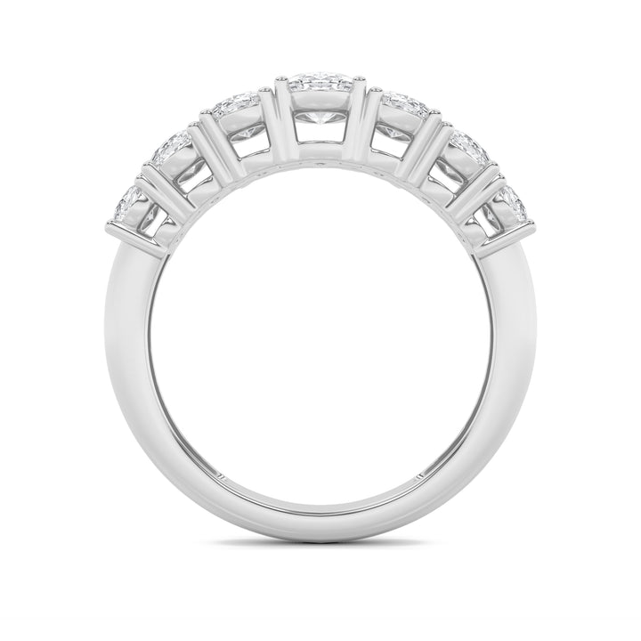 2CTW Oval Shaped Lab Grown Diamond (F/VS) Seven Stone Band Ring in 14K Gold