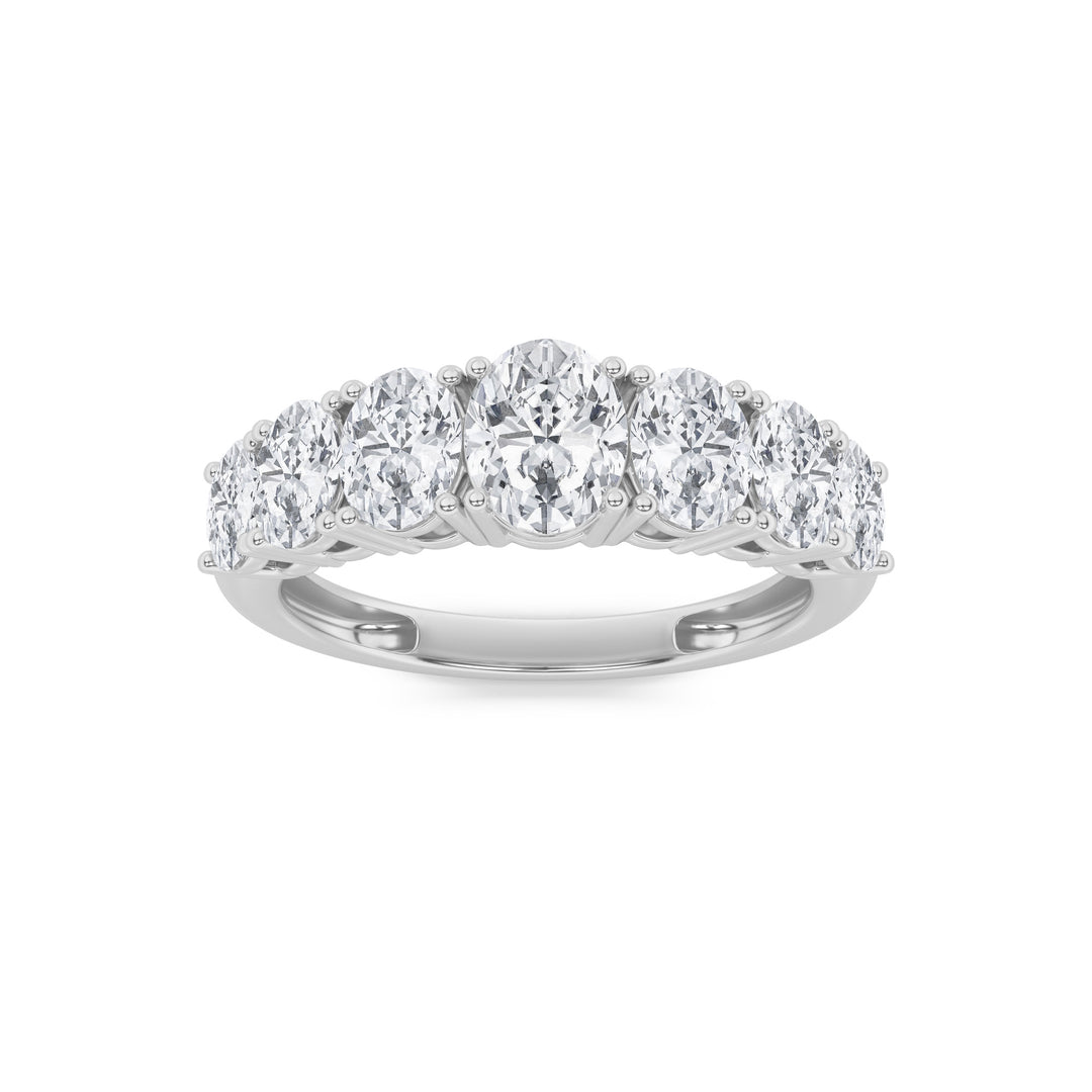 2CTW Oval Shaped Lab Grown Diamond (G/VS) Seven Stone Band Ring in 14K Gold