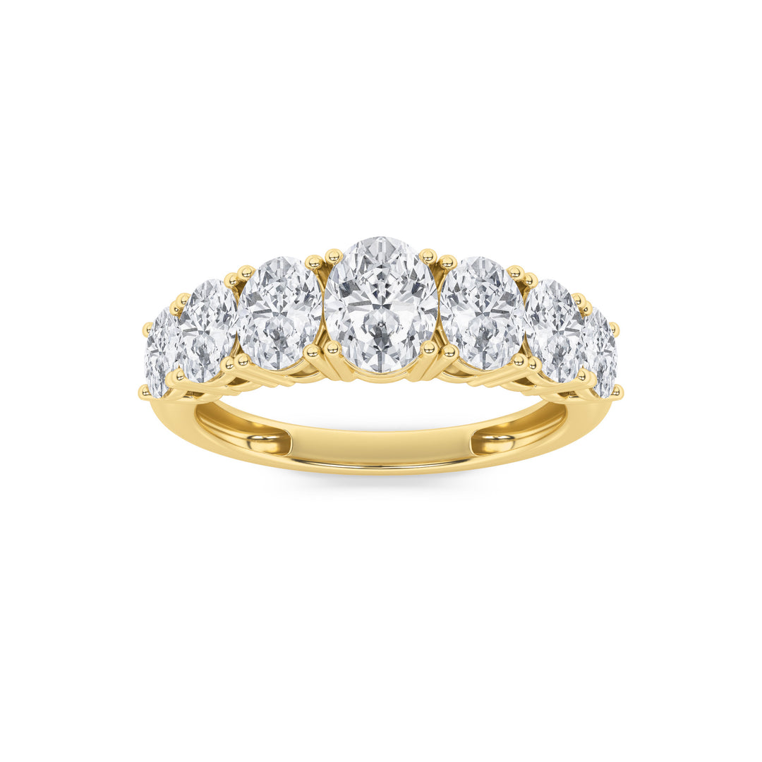 2CTW Oval Shaped Lab Grown Diamond (F/VS) Seven Stone Band Ring in 14K Gold