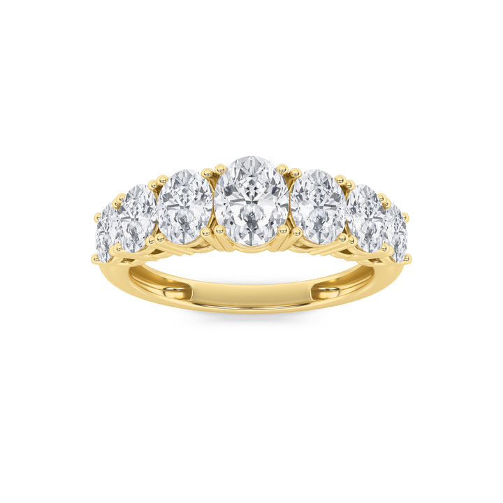2CTW Oval Shaped Lab Grown Diamond (F/VS) Seven Stone Band Ring in 14K Gold