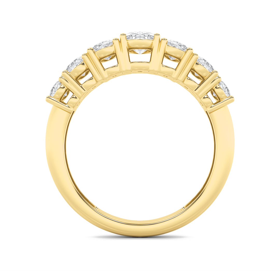 2CTW Oval Shaped Lab Grown Diamond (F/VS) Seven Stone Band Ring in 14K Gold
