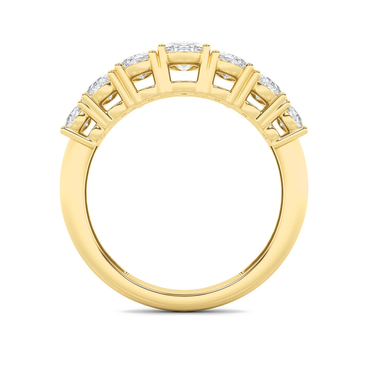 2CTW Oval Shaped Lab Grown Diamond (F/VS) Seven Stone Band Ring in 14K Gold