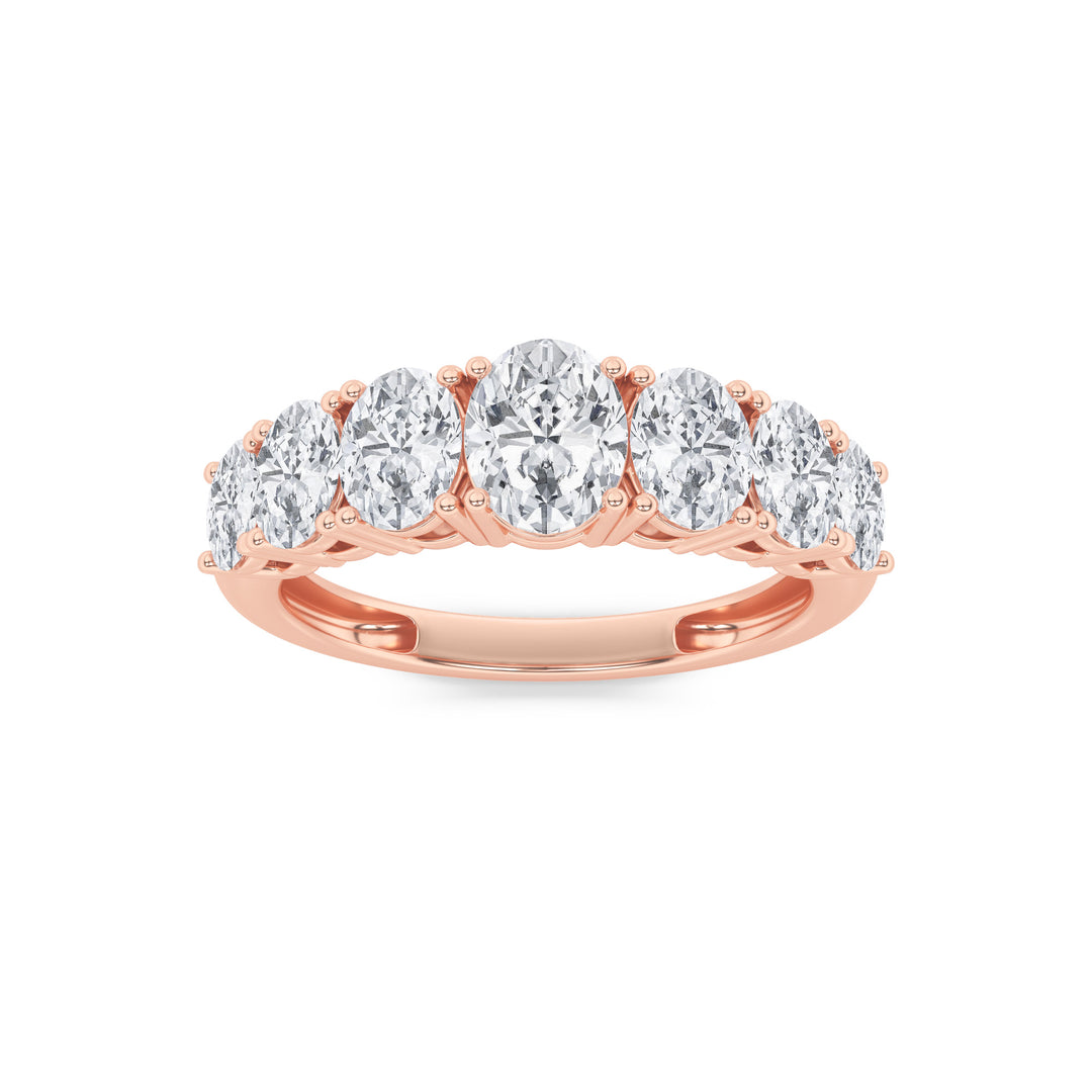 2CTW Oval Shaped Lab Grown Diamond (G/VS) Seven Stone Band Ring in 14K Gold