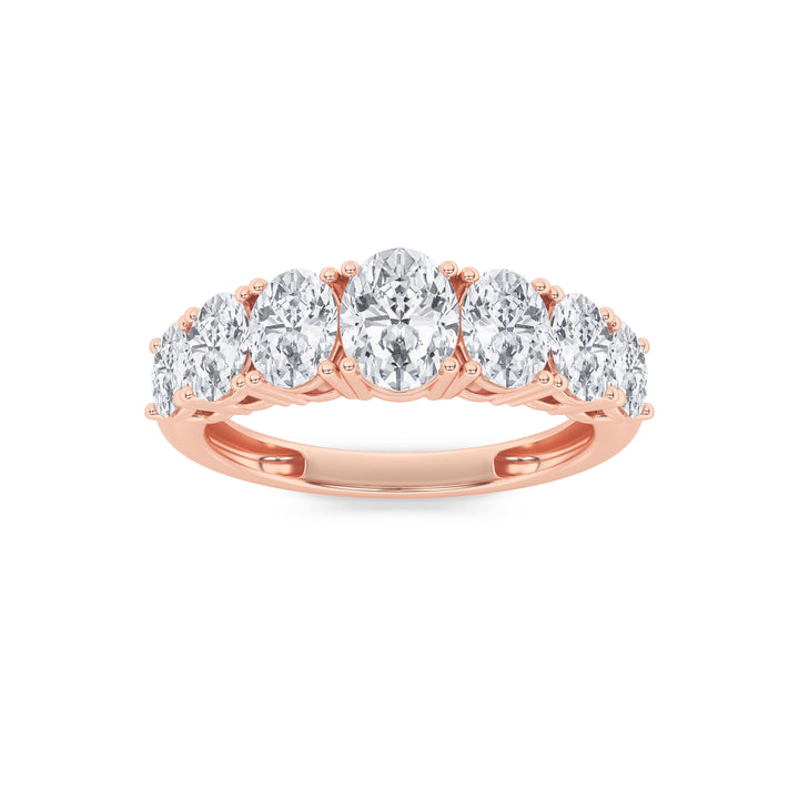 2CTW Oval Shaped Lab Grown Diamond (G/VS) Seven Stone Band Ring in 14K Gold