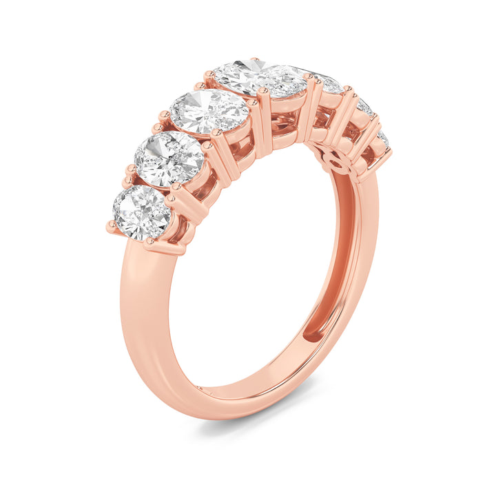 2CTW Oval Shaped Lab Grown Diamond (G/VS) Seven Stone Band Ring in 14K Gold