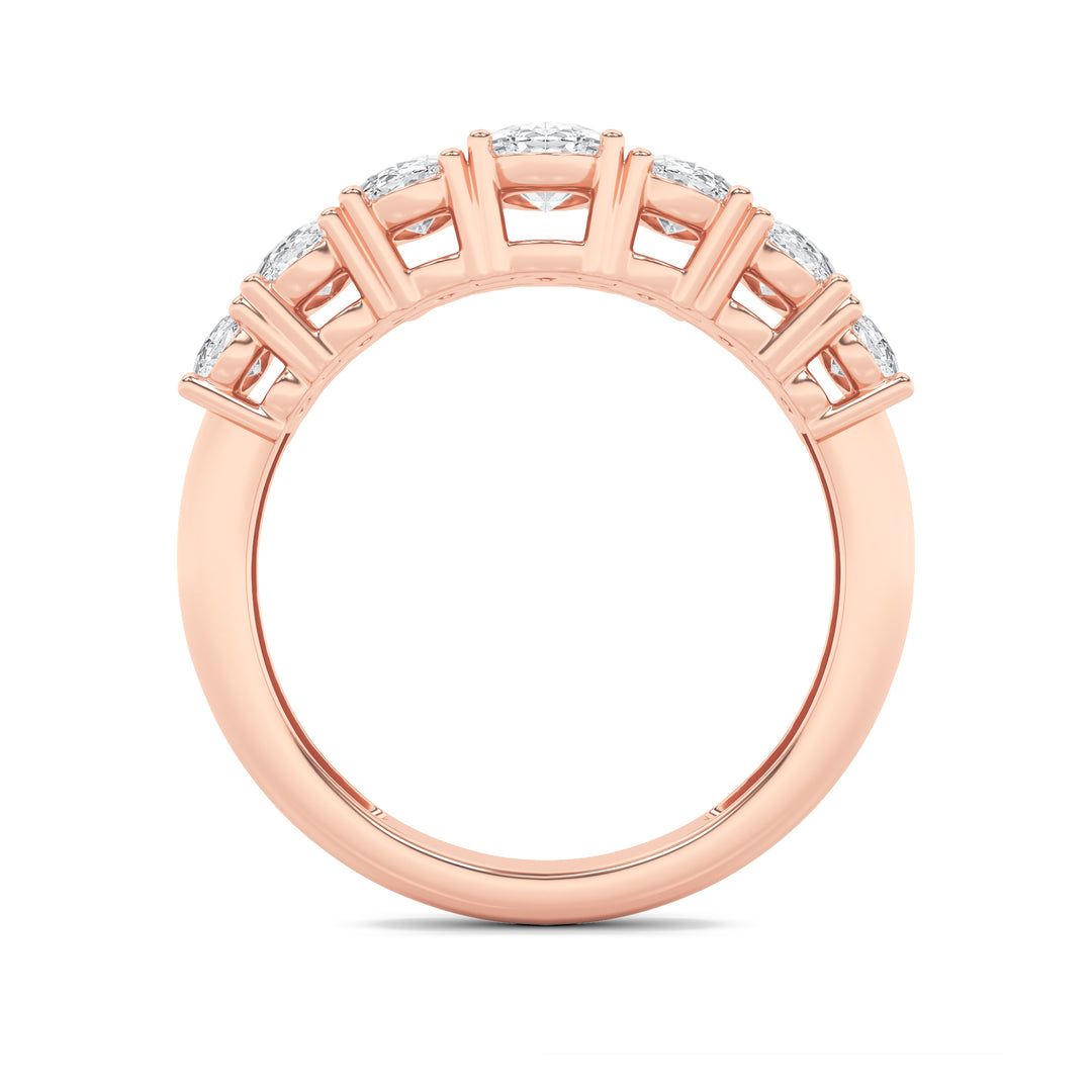 2CTW Oval Shaped Lab Grown Diamond (G/VS) Seven Stone Band Ring in 14K Gold
