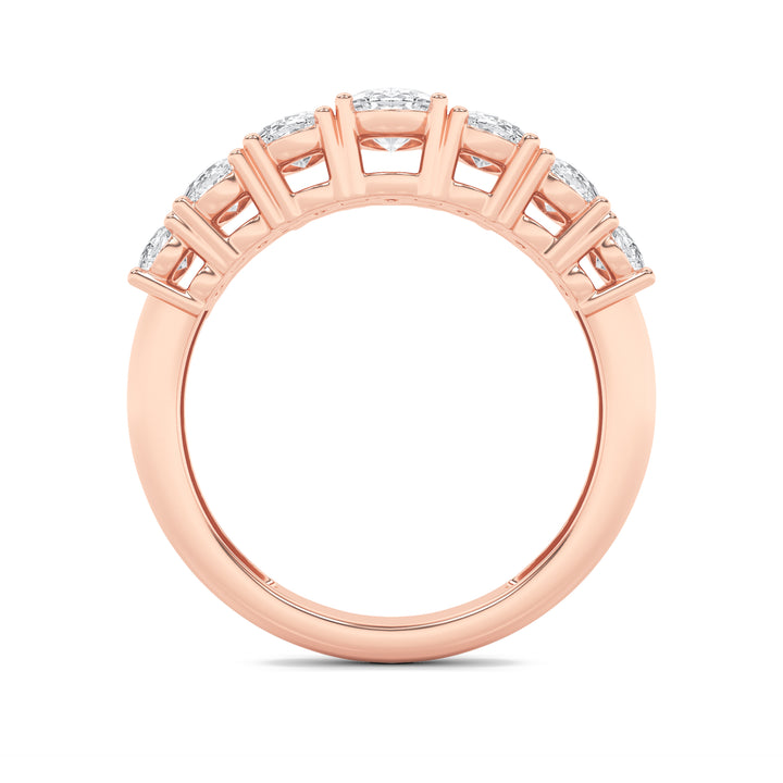 2CTW Oval Shaped Lab Grown Diamond (G/VS) Seven Stone Band Ring in 14K Gold