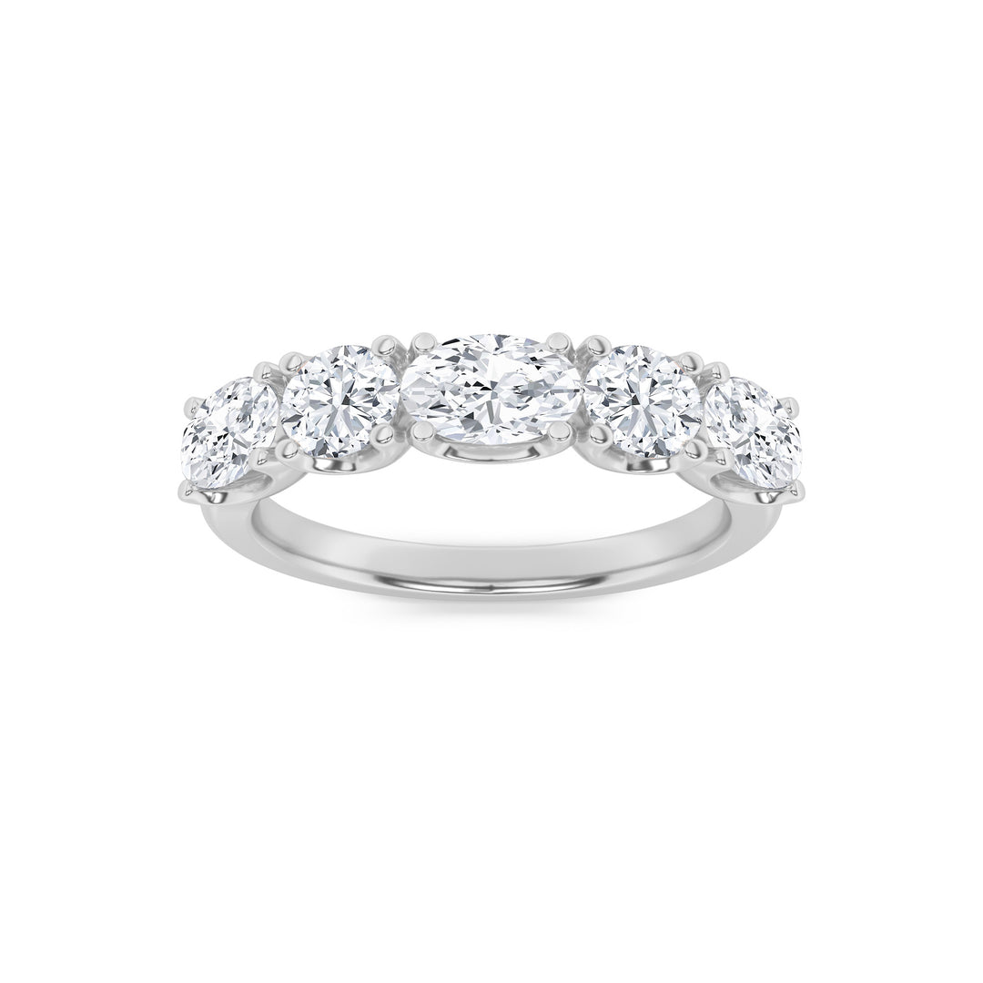 2Cttw Oval Shaped Lab Grown Diamond (F/VVS) Five Stone Band Ring in 14K Gold