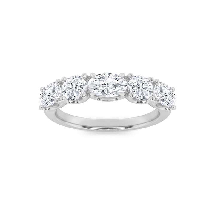 2Cttw Oval Shaped Lab Grown Diamond (F/VVS) Five Stone Band Ring in 14K Gold