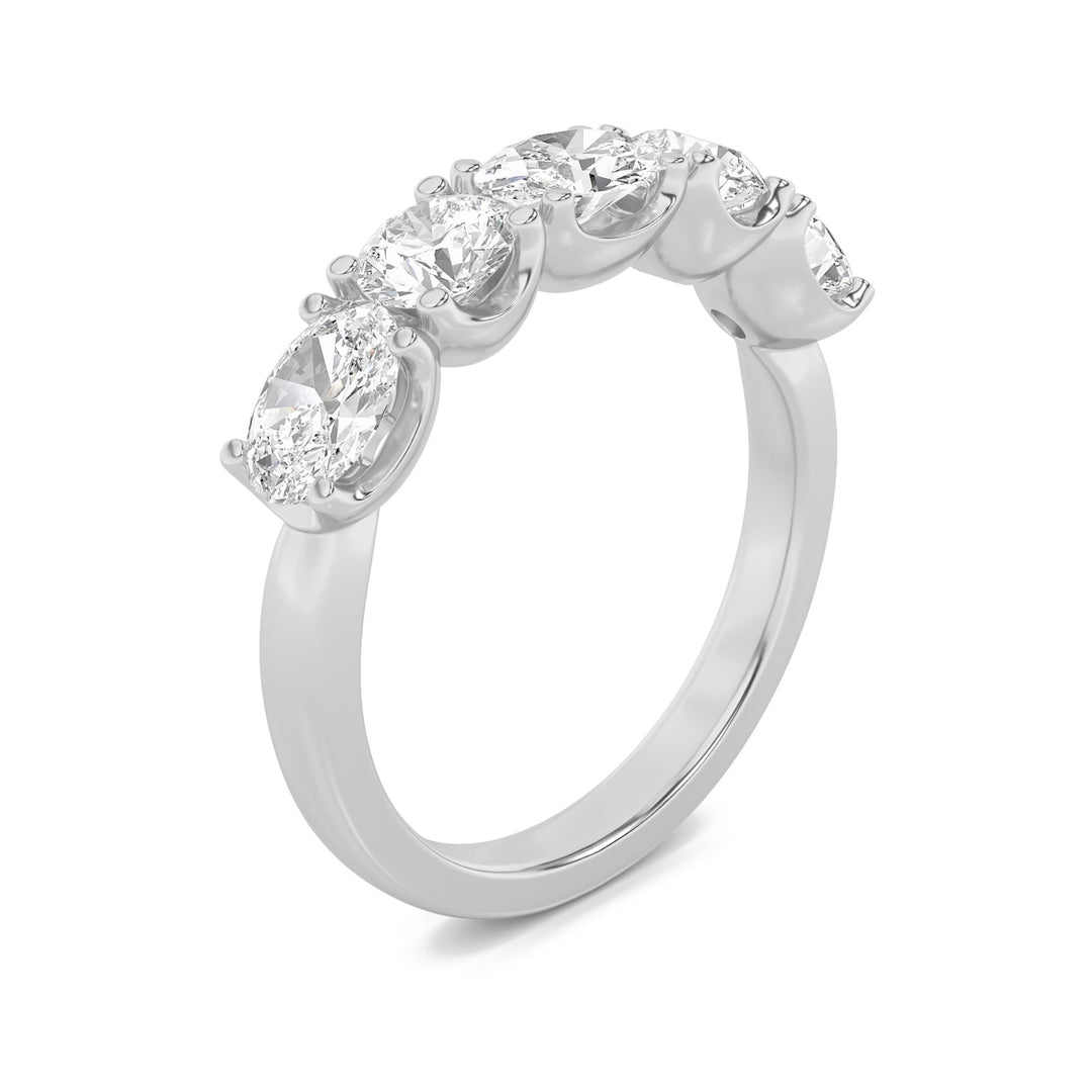 2Cttw Oval Shaped Lab Grown Diamond (F/VVS) Five Stone Band Ring in 14K Gold